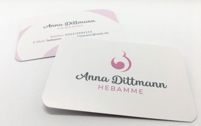 Visitenkarte für die Hebamme Anna Dittmann